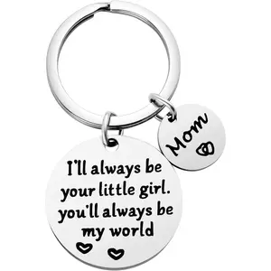 Mothers Day Gifts, Mom Gifts from Daughter for Birthday, I'll Always Be Your Little Girl, You Will Always Be My World, Best Mom Ever Keychain for Valentines Day Christmas Stocking Stuffers