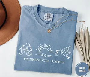Comfort Colors® Pregnant Girl Summer Shirt Beach Pregnancy Announcement, Pregnancy Announcement Tee, Baby Reveal Shirt, Expecting Mom Sweatshirt, Mother's Day Gift