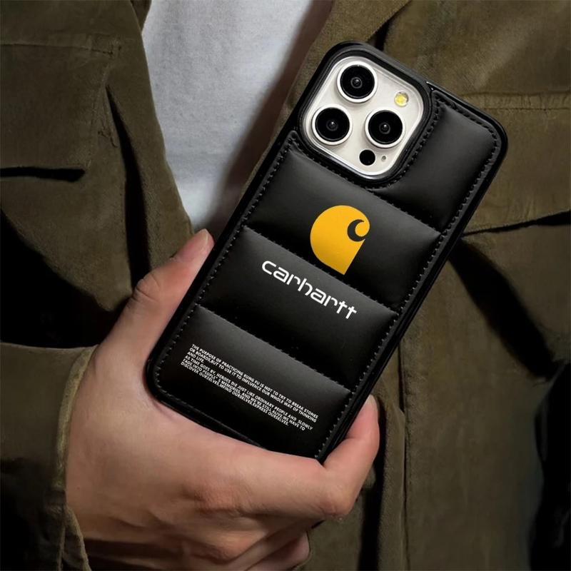 Carhartt Trend Down Jacket Style Phone Case – Shockproof Protective Cover for iPhone 11–16 Pro Max, Stylish Anti-Drop Back Case