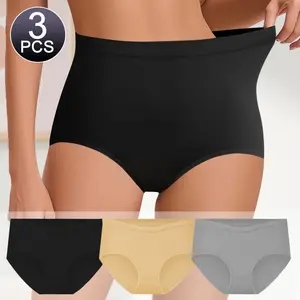 Women's 3PCS Seamless Tummy Control Shapewear Panties, Womenswear Body Shaper Underwear for Under Dresses