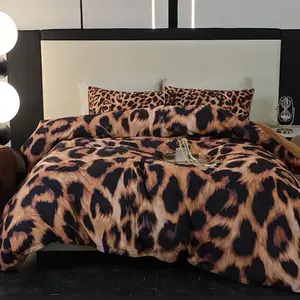 Leopard Print Bedding Set, 3 Counts/set Including 1 Count Duvet Cover & 2 Counts Pillowcase without Filler, Soft Comfortable Modern Bedding Set for Home Bedroom