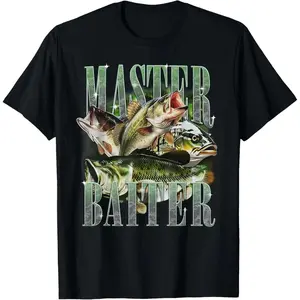 Master Baiter Bass Fishing Fisher Papa Dad Happy Fathers Day T-Shirt