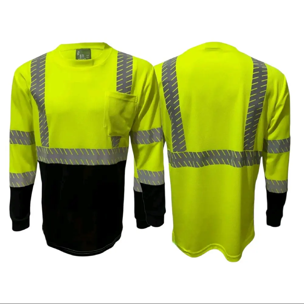 Work Safety Long-Sleeve High Visibility Shirts with Hot-Print Reflectors for Home Improvement, Security Use
