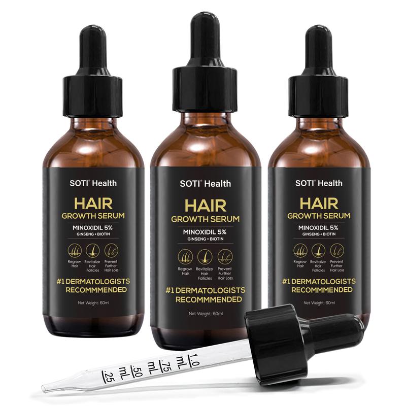 5% Minoxidil Hair Growth (3 months supply), Hair Loss Regrowth Serum 180ml.  Dermatologists Recommended. Ginseng and Biotin Extra Strength Formula