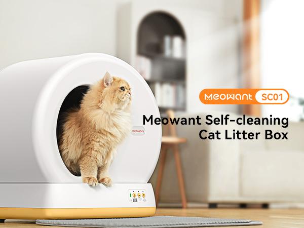 Meowant SC01 Smart Litter Box – Self-Cleaning, Odor-Free, Pee Guard, Auto Safety Stop, App-Controlled with Mat & Liner