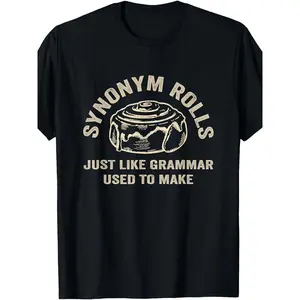 Funny Grammar Pun Synonym Swing for/compatible for Cinnamon Rolls Teacher Humor T-Shirt - Soft Retro Loose Fit Unisex Tee