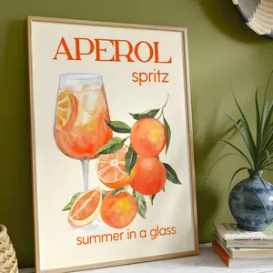 Aperol Spritz Vintage Poster – Italian Wall Art – Summer Drink Decor for Kitchen or Bar, Unframe