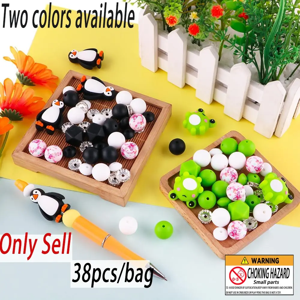 3D Penguin & Frog Beaded Set, 38pcs/set DIY Beading Kit, Bead Kits, Beads Charms Accessories, Diy With Charms, DIY Jewelry Making Supplies for Bracelet Necklace Earrings, DIY Accessories