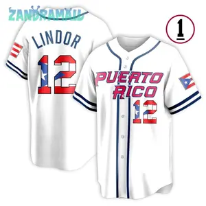 Personalized Francisco Lindor #12 Baseball Jersey, Name And Number Puerto Rico Baseball Jersey Uniform Unisex Baseball Jersey Shirt, Button Front Sport Top, Street Fashion
