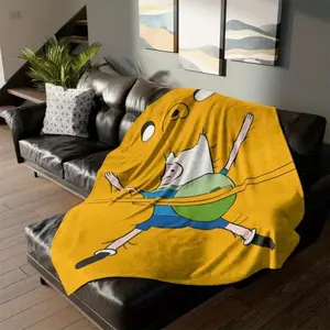 Adventure Time Blanket, Cartoon Pattern Soft Throw Blanket, Air Conditioning Blanket, Warm Nap Blanket for Home & Office, Happy Blanket Gifts, Gift for Boys & Girls