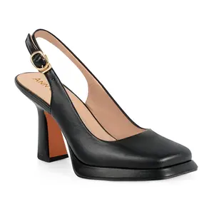 ANN CREEK Women's Platform Slingback High Heels Ladies Square Toe Sandal Pump Shoe with Gold Buckle
