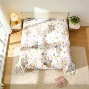 One Piece Carrot & Chopper Easter Throw Blanket (Kawaii Bunny Design) - Anime Characters & Easter Egg Motif Prints, Skin-Friendly & Machine Washable, High-Grade Plush & Double Warmth, Multi-Scene Use, Perfect Gift for One Piece Fans