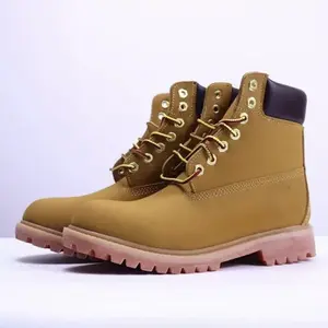 couples' streetwear yellow waterproof stompers size 36-46 for men and women height increasing anti slip wheat chunk shoes unisex iconic yellow work boots