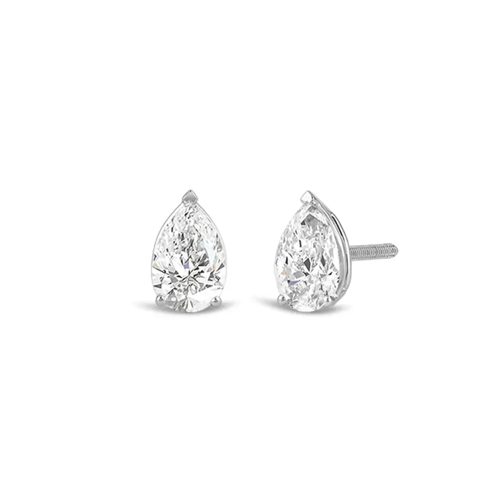 Classic Pear Brilliant Cut Diamond Martini Stud Earrings (F/G VS+)