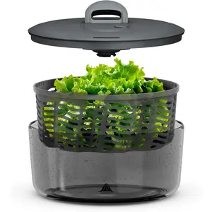 Easy Spin Salad Spinner - Fruit & Veggie Dryer - Produce Spinner & Cleaner for Salad Prep - Dishwasher-Safe Kitchen Essential - Non-Slip Bowl with Pull Handle - Grey Easy Spin Small