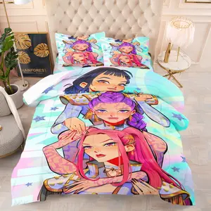 K-Pop Anime Fantasy Girls Comforter Set, 1 Quilt + 1/2 Pillowcases, High Definition Print, Cozy All Season Quilt, Great Gift for K-Pop Fans & Teens Bedroom Dorm & Game Room Decor