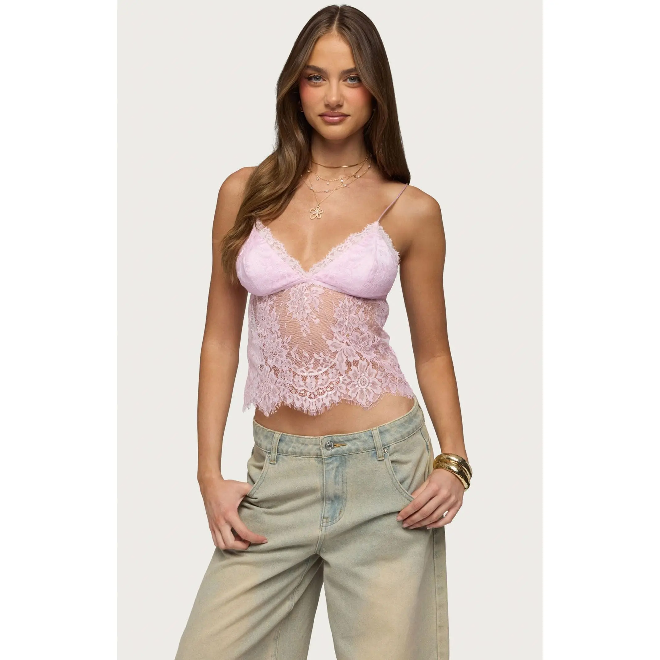 Edikted Women's Ottilie Lace & Satin Top