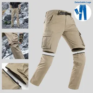Men’s outdoor hiking detachable cargo pants, multi-pocket casual trousers, can be worn long or short