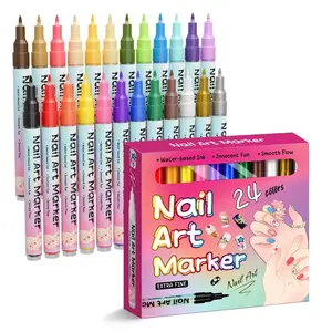 【Valentine's Day】12 Color 3D Nail Art Pens Set 0.5MM Precision Tips for Detailed Dotting & Painting DIY Manicure Tools Non-Toxic Materials for Safe Nail Art