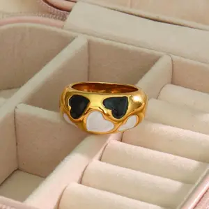Multi-Heart Enamel Dome Ring