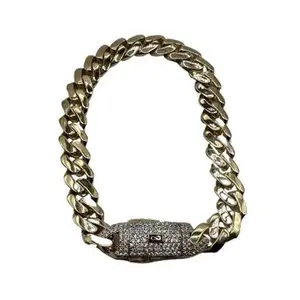 MONACI 14K Yellow Gold Hollow Cuban Bracelet 8" Inches 9.0MM Handcrafted in NYC with Cubic Zirconia Lock