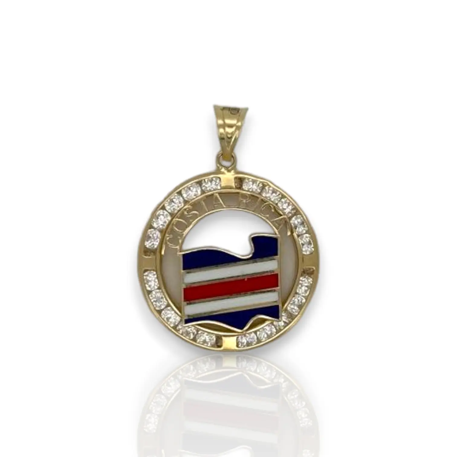 Costa Rica Medallion Cz Pendant - 14K Yellow Gold