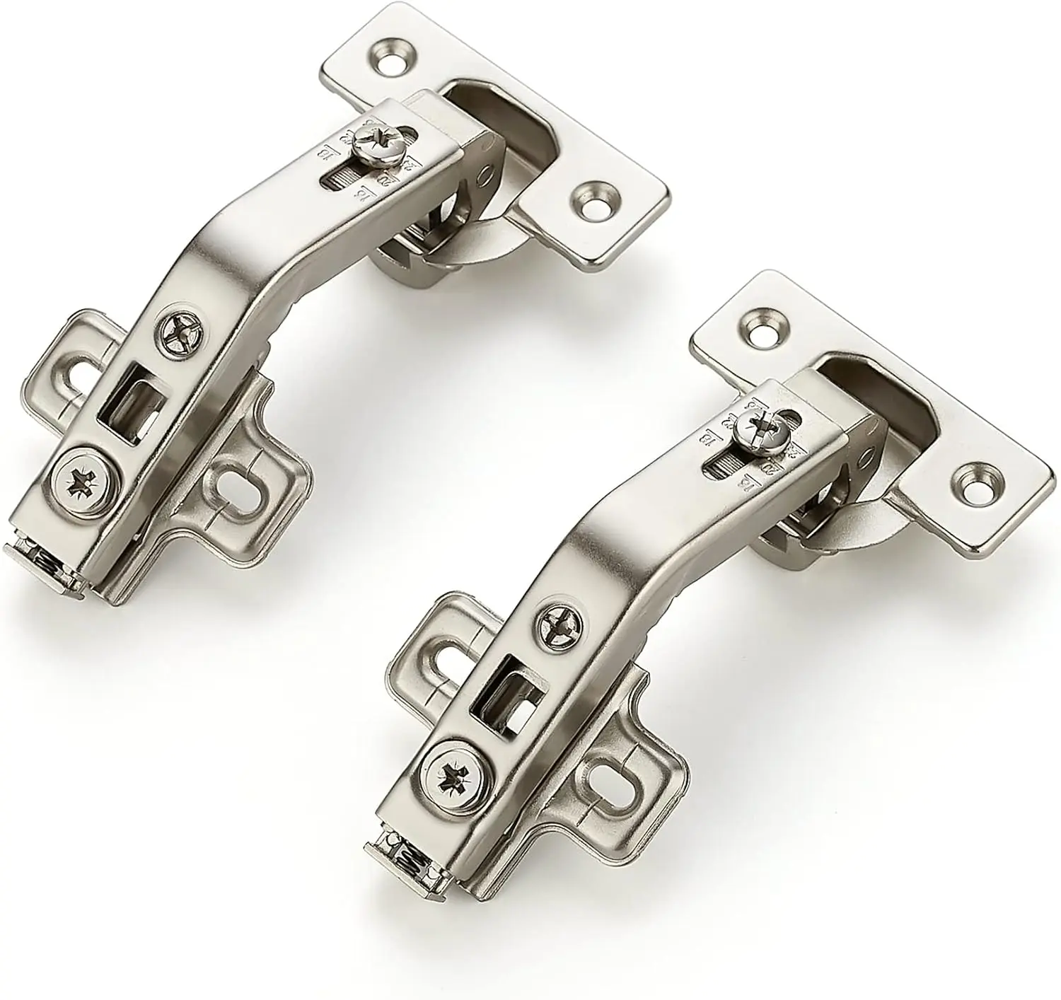 135° Opening Concealed Door Hinges, 2-Pack (1 Pair) with Easy Installation, Instructions, Removable Mounting Plate, Matching Screws for Lazy Susan Corner Cupboard, Full Overlay Face Frame Kitchen Cabinet Hardware