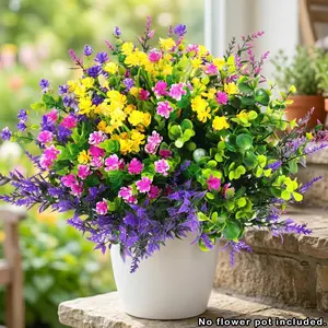 Artificial Flowers Outdoor 12 Pack, Faux Artificial Plants UV Resistant Plastic Flower Bulk for Hanging Planter Porch Window Home Wedding Fall Summer Decor, Artificial Floral Plant, Artificial Flower Arrangements, Home Decoration