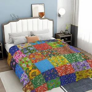Colorful Floral Print Blanket, Soft Knitted Fabric Multi-Size Warm Blanket, Home Decor, Comfortable Fashion Design, All Seasons Use, Holiday Gift, Woven Blanket