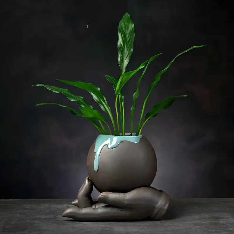 Floral Nursery Decor mini Monk Figurines Desktop Office Decorations pots for Indoor Plants Display Decorations Decorate Ornaments Terrarium Zen Garden Flowerpot Purple Clay