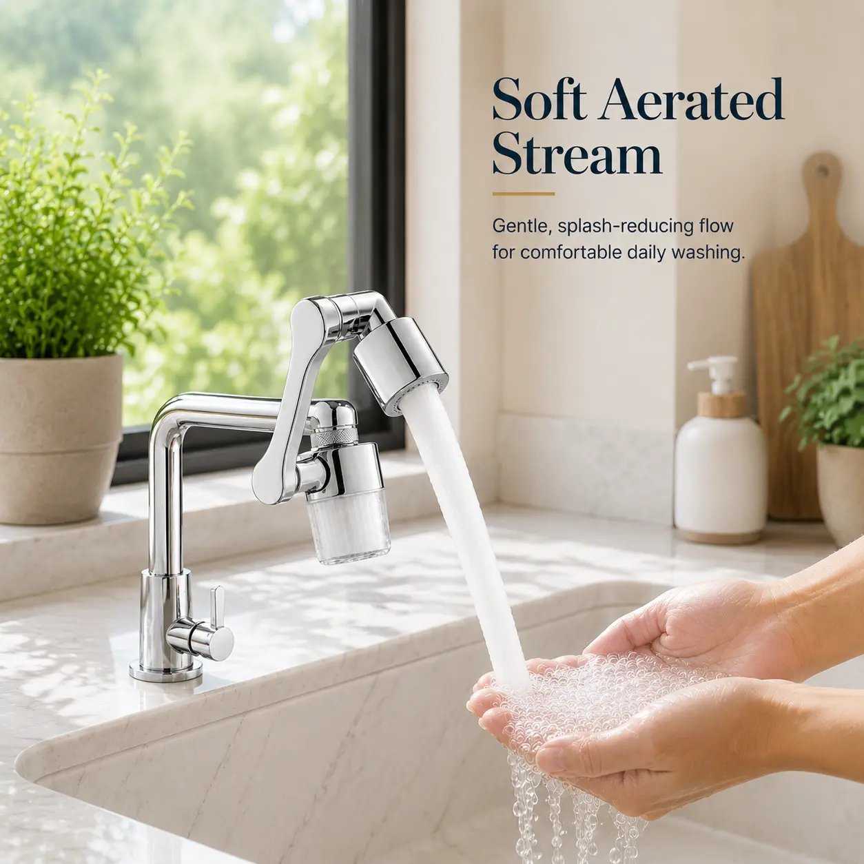 360° Swivel Faucet Aerator Filter, Rotatable Sink Faucet Attachment with Anti-Splash Soft Water Flow, Clear Visible Design,Universal Adapter for Kitchen & Bathroom Sinks