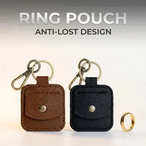 Anti-Lost Ring Pouch with Keychain - Traveling & Daily Life!Leather Ring Holder Keychain ! Snap Closure, Durable & Compact，Portable Ring Storage Pouch for Gym, Travel & Weddings - The Ultimate Anti-Lost Solution!