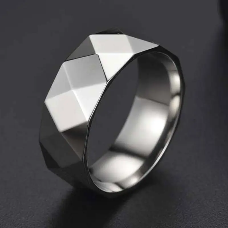Matching Punk Geometric Rhombus Stainless Steel Stackable Ring, Hip Hop 2024 Trendy Vintage Promise Ring, Fashion Jewelry Accessories for Daily Wear, Punk Style Ring, Geometric Rings, Stackable Finger Rings
