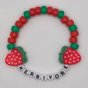 Herbivore Beaded Bracelet | Foodie, Rave, Strawberry, Vegetarian