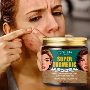 Super Turmeric Face Cream, 60g, Gentle Cleansing, Moisturizing, Smooth Non-Greasy, Acne Prone Skin, Rich in Turmeric Extracts, Hyaluronic Acid, Gift for Her