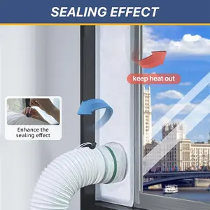 Window sealing cloth, Out, 2 specs: 35.43*9.84inch, 63*9.84inch, portable air conditioner and cloth accessories, universal window sealing strip for one or two pipes, suitable for mobile air conditioning device