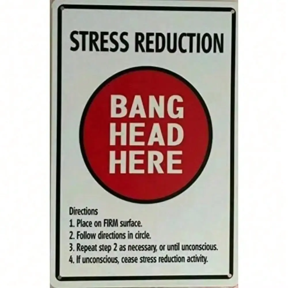 Retro Aluminum Stress Relief Sign with Bang Head Here Humorous Message for Home Bathroom Bedroom Wall Decor Room Decoration Living Room Rectangle Design Wall Metal Plaque Signage
