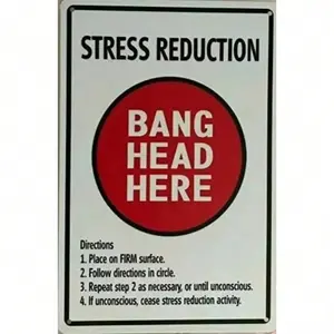 Retro Aluminum Stress Relief Sign with Bang Head Here Humorous Message for Home Bathroom Bedroom Wall Decor Room Decoration Living Room Rectangle Design Wall Metal Plaque Signage