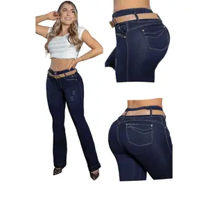 Colombian Flared Jean's Bon Bon up 8503 butt lifter high waist tummy control push up Blue Bottom Womenswear Pants Denim