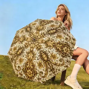 Floral Print Umbrella, 8-Rib Lightweight Structure, Automatic Folding, Rain and Sun Protection, Portable and Stylish Design
