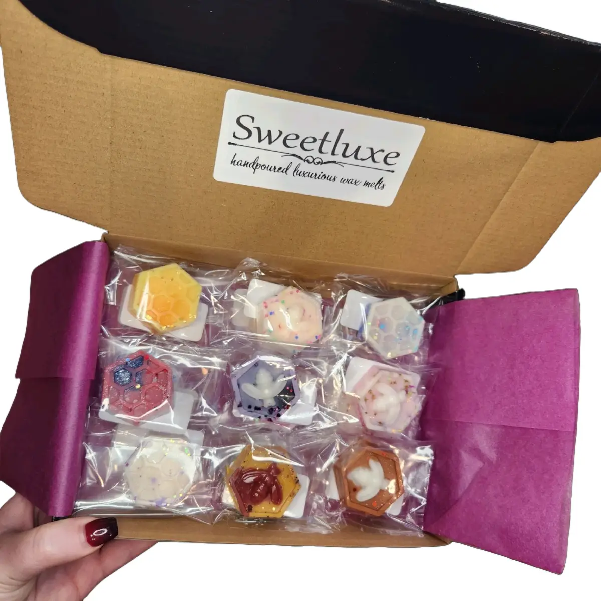 Sweetluxe 20 Count Honeycomb Coconut Soy Wax Melt Sample Box 60 Plus Scents Handcrafted Aroma Decor Fragrance Household Candles