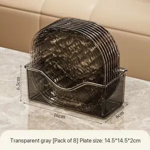 8pcs Water Ripple Transparent Bone Dishes, Style Luxurious Simple Design, Table Waste Storage, Modern Luxury Life