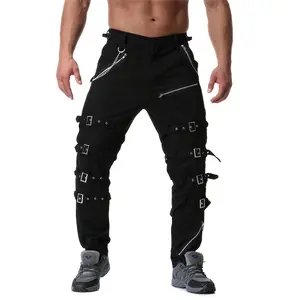 Men's Steampunk Gothic Hip-Hop Punk Rock Style Pants with Chain Design