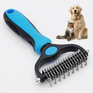 Pet Grooming Brush，Dog Brush   shedding  ，Dematting Undercoat Rake for Long-Haired Dogs & Cats,  Double-Sided Pain-Free，1-Click Clean Tool to Detangle Mats & Reduce Loose Flying Hair, Mess-Free Rakes, Practical Daily Dog Coat Maintenance Supplies