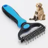 Double-Sided Pet Grooming Brush Deshedding Tool - Stainless Steel Rounded Blade Rake, 1-Click Clean, Extra-Wide No-Scratching, Skin-Safe, Universal for Long Thick Coats, Detangles Mats for Dogs & Cats Daily Hair Care