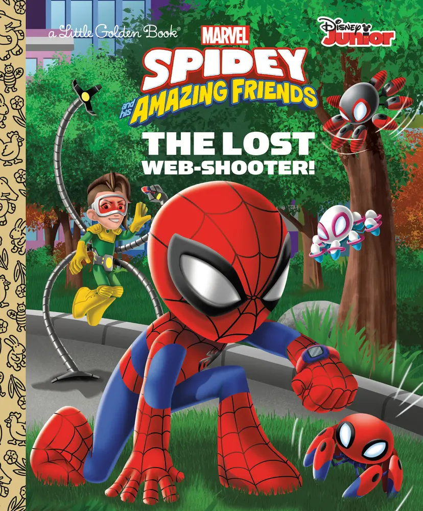 Used Copy Hardcover Book - The Lost Web-Shooter! (Marvel Spidey and His Amazing Friends) by Golden Books, English, for Ages 2-5, Includes Doc Ock, Gwen Stacy, Spider Web Shooter Themes (School & Educational Office Stationery Supply)