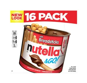 Nutella & GO! Hazelnut and Cocoa Spread with Breadsticks 1.8 oz 16 Pack Rich Creamy Spread with Crispy Breadsticks for Dippin Crunchy Flavor Snack Bonbon - Chocolate