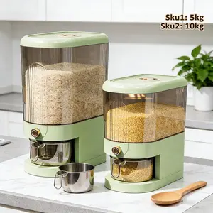 Large Capacity Press Automatic Rice Dispenser, Waterproof Sealed Container with Food Grade Thick PP Material, Clear Window Design for Home Storage and Pet Food, Leakproof Container