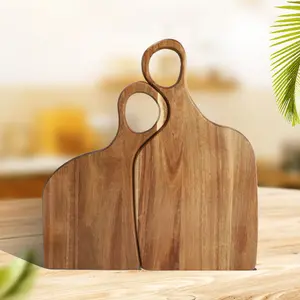Cherry Wood Cutting Board Set, Reversible Kitchen Board for Meat Bread Cheese, Non-Slip Handle, Durable Wooden Chopping Blocks, Wooden Cutting Boards