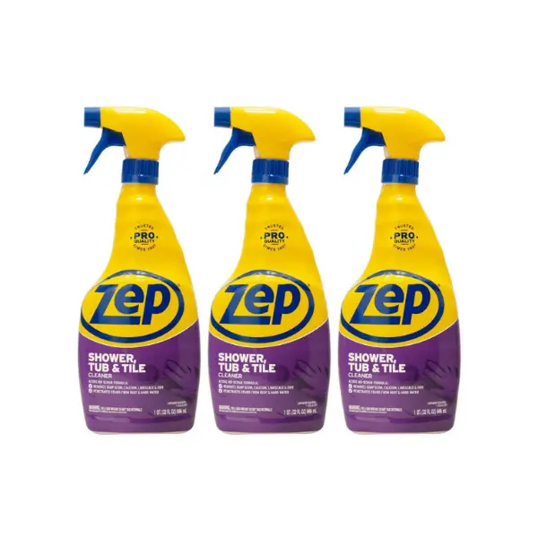 Zep Shower Tub & Tile Cleaner 32 oz ZUSTT32 No Scrub Pro Formula for Tough Buildup Stain Remover Pack of 3 Spray Cleaner
